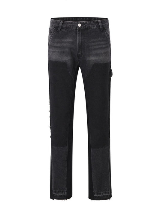 Men's Full Size Washed Straight Leg Jeans Plus Size - felvior