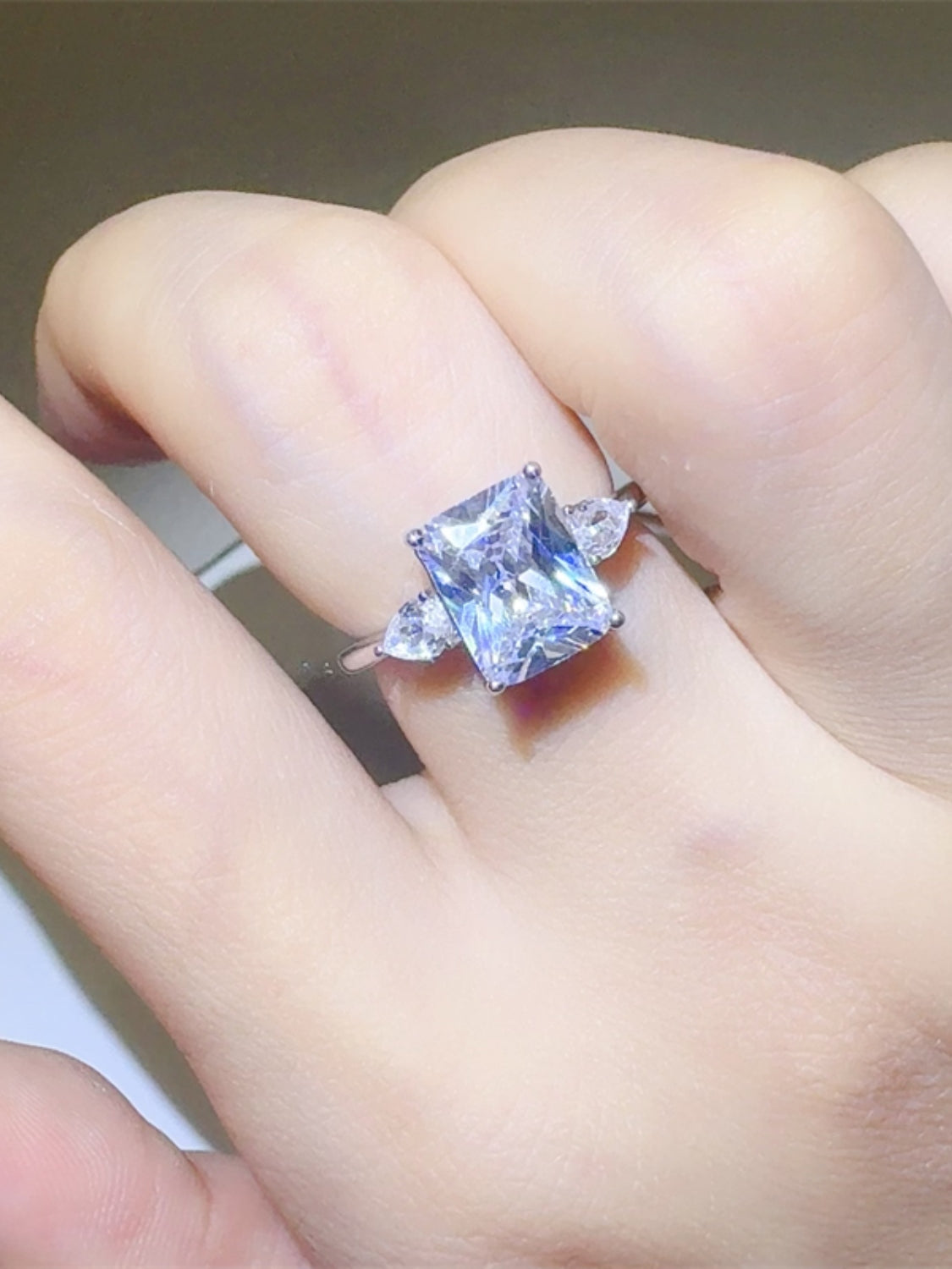 3 Carat Moissanite 925 Sterling Silver Square Shape Ring - felvior
