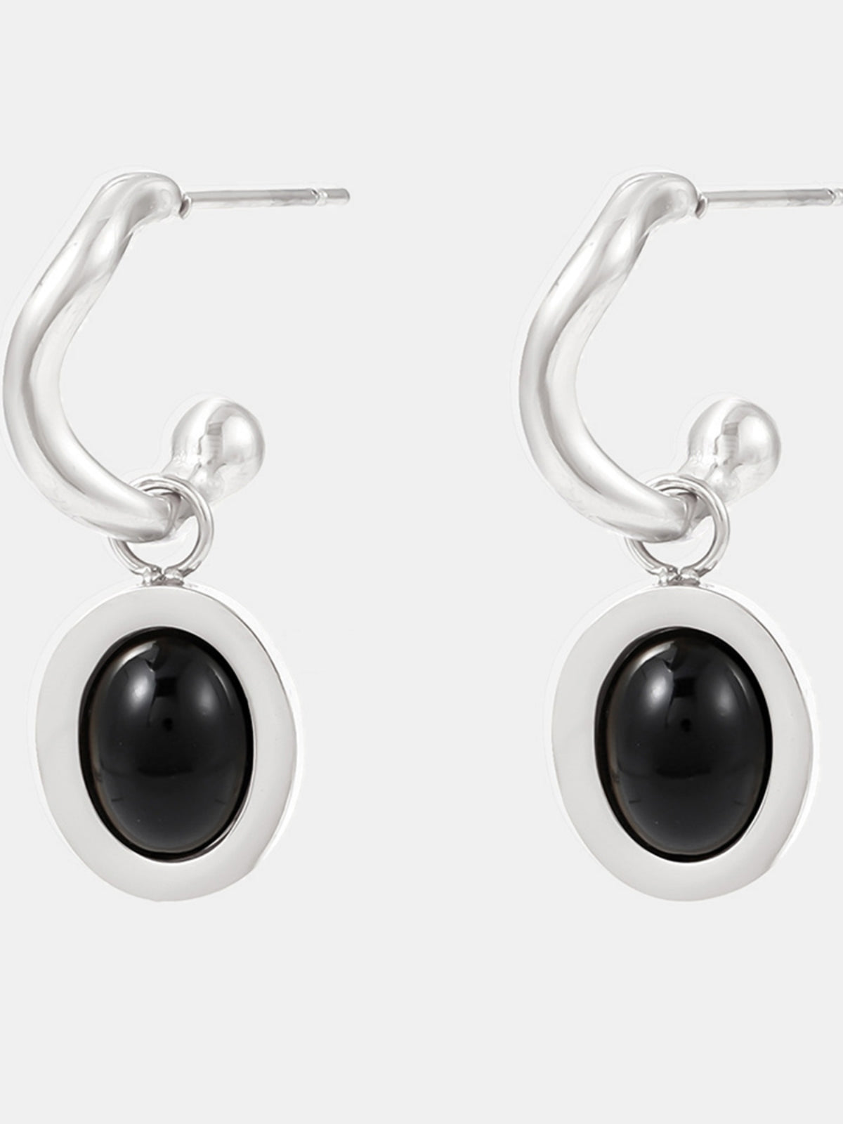 Stainless Steel Oval Drop Earrings - felvior