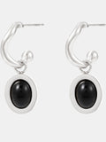 Stainless Steel Oval Drop Earrings - felvior