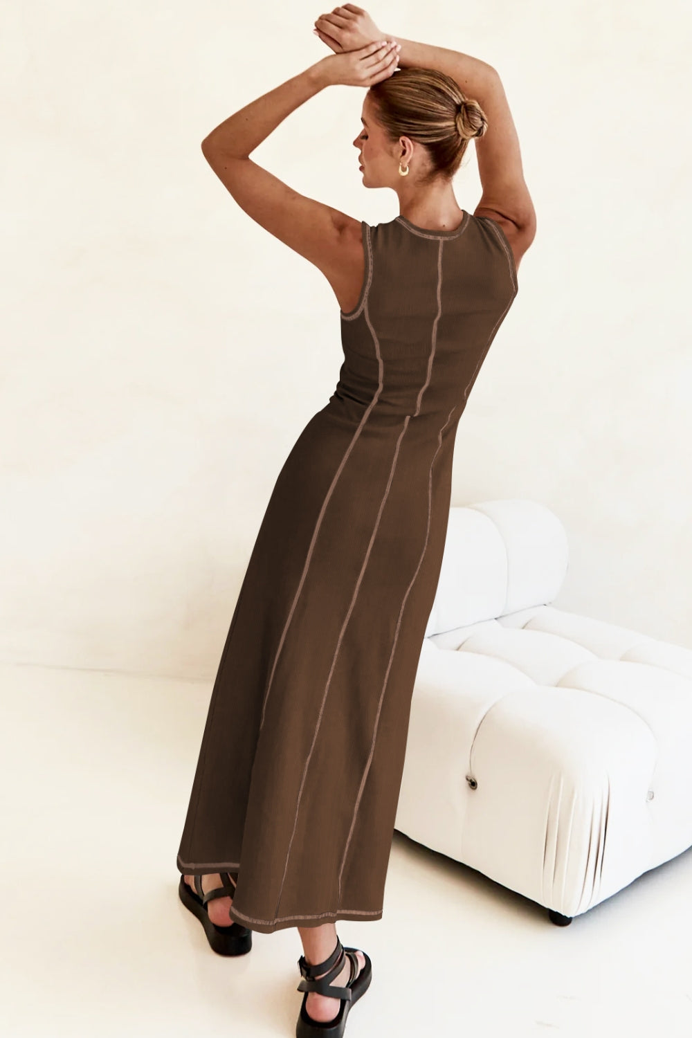 Contrast Stitching Maxi Tank Dress