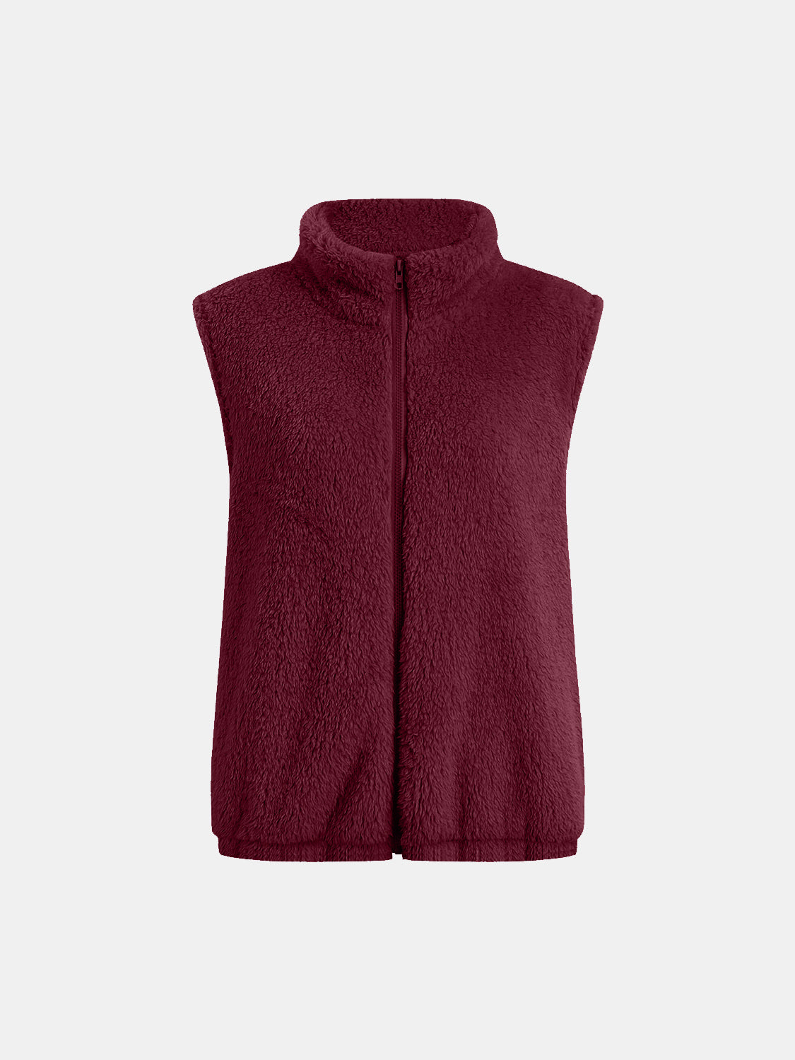 Full Size Fuzzy Zip Up Vest Coat with Pockets - felvior