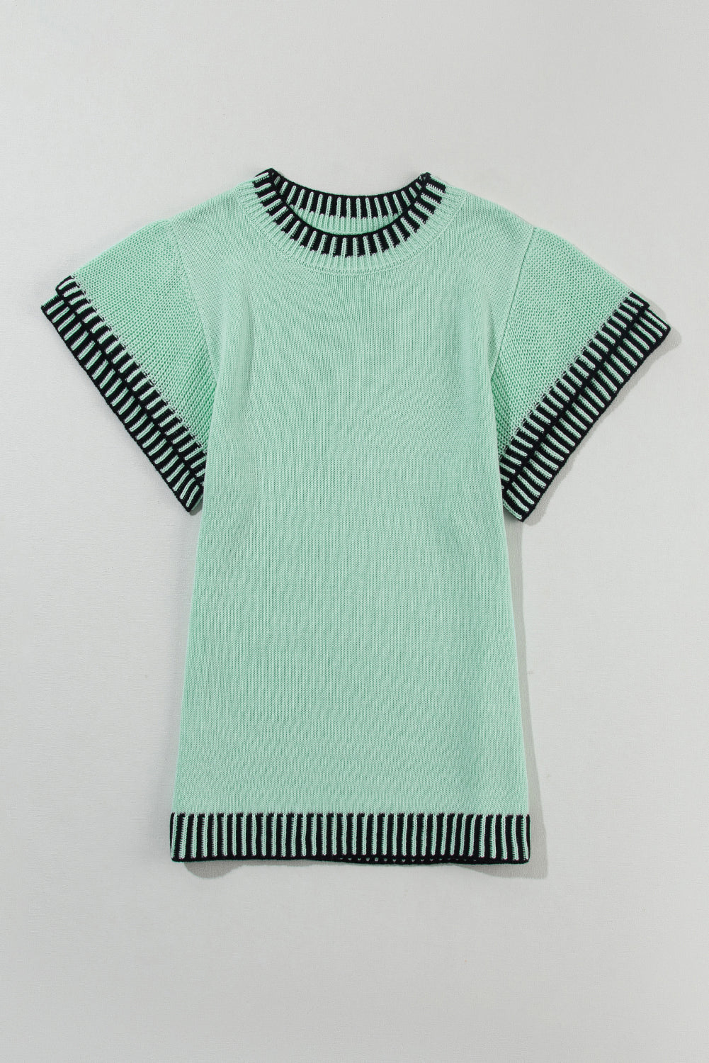 Round Neck Short Sleeve Knit Top - felvior