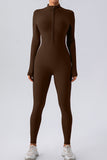 Half Zip Mock Neck Active Jumpsuit - felvior