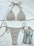 Halter Neck Tie Back Bikini Set - felvior