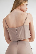 MABLE Linen Mix Crop Cami and Wide Leg Pants Set