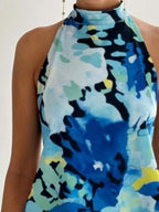 Backless Printed Halter Neck Tank