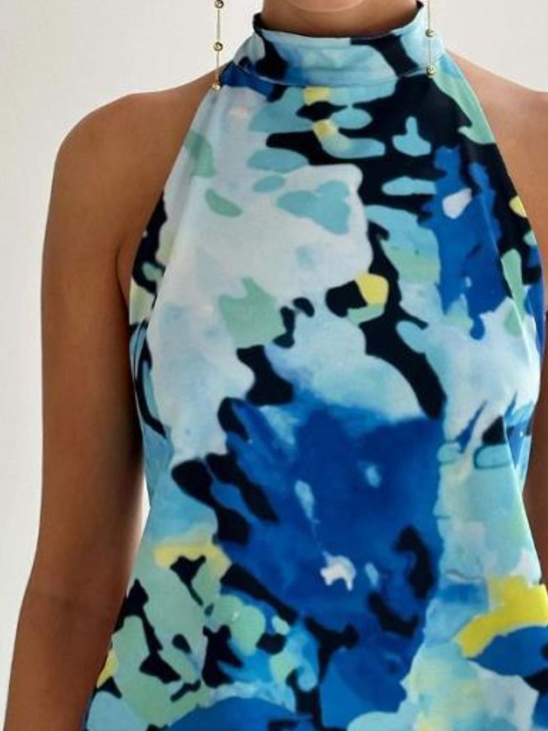 Backless Printed Halter Neck Tank - felvior
