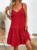 Crisscross Double Spaghetti Straps Tiered Cami Dress