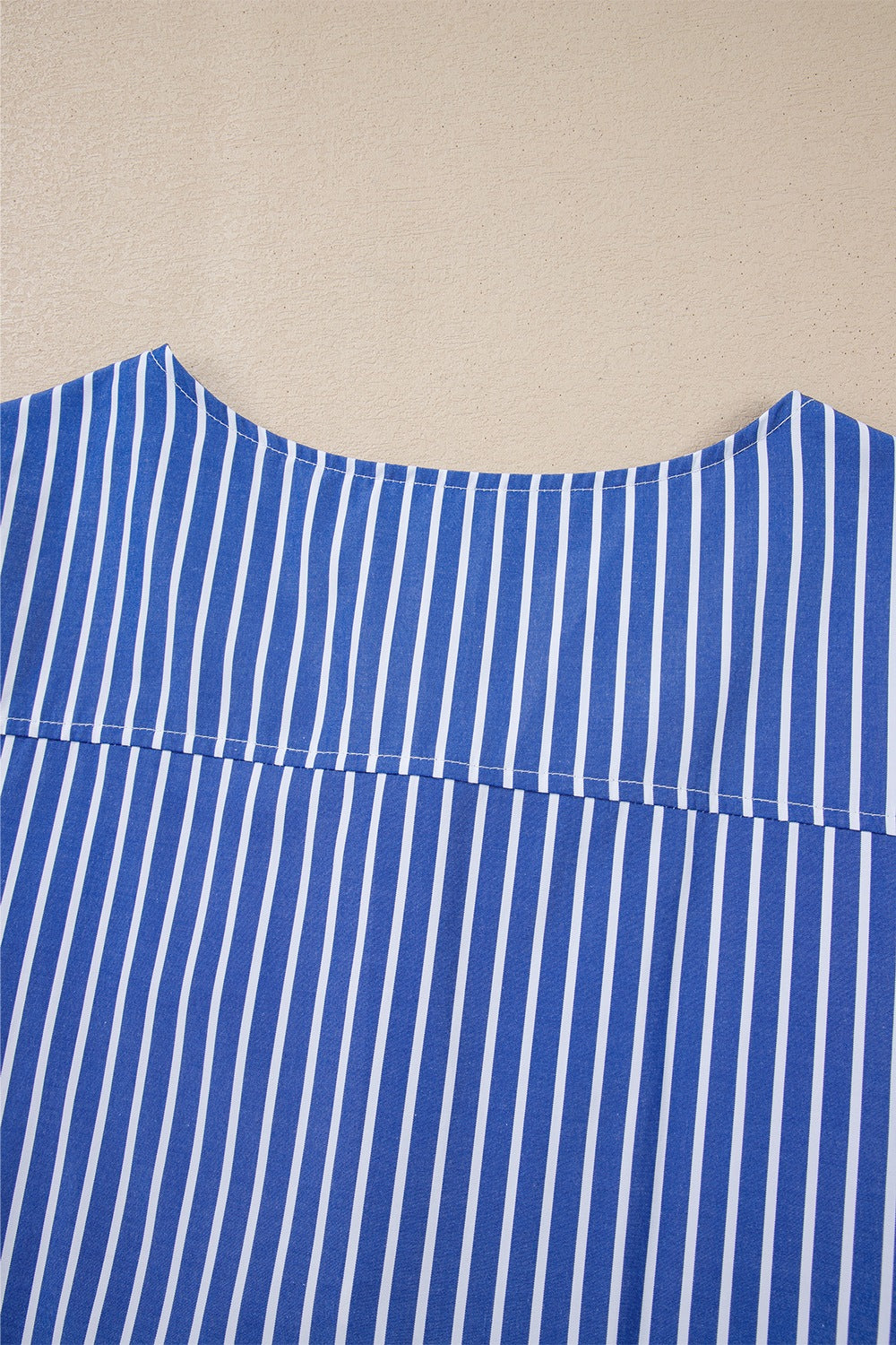 Stripe Tied Front Puff Short Sleeve Top - felvior