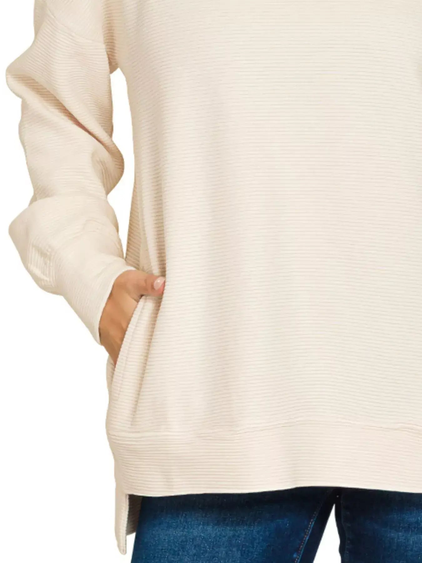 Zenana Full Size Acid Washed Double Ribbed Hi-low Sweatshirt Plus Size