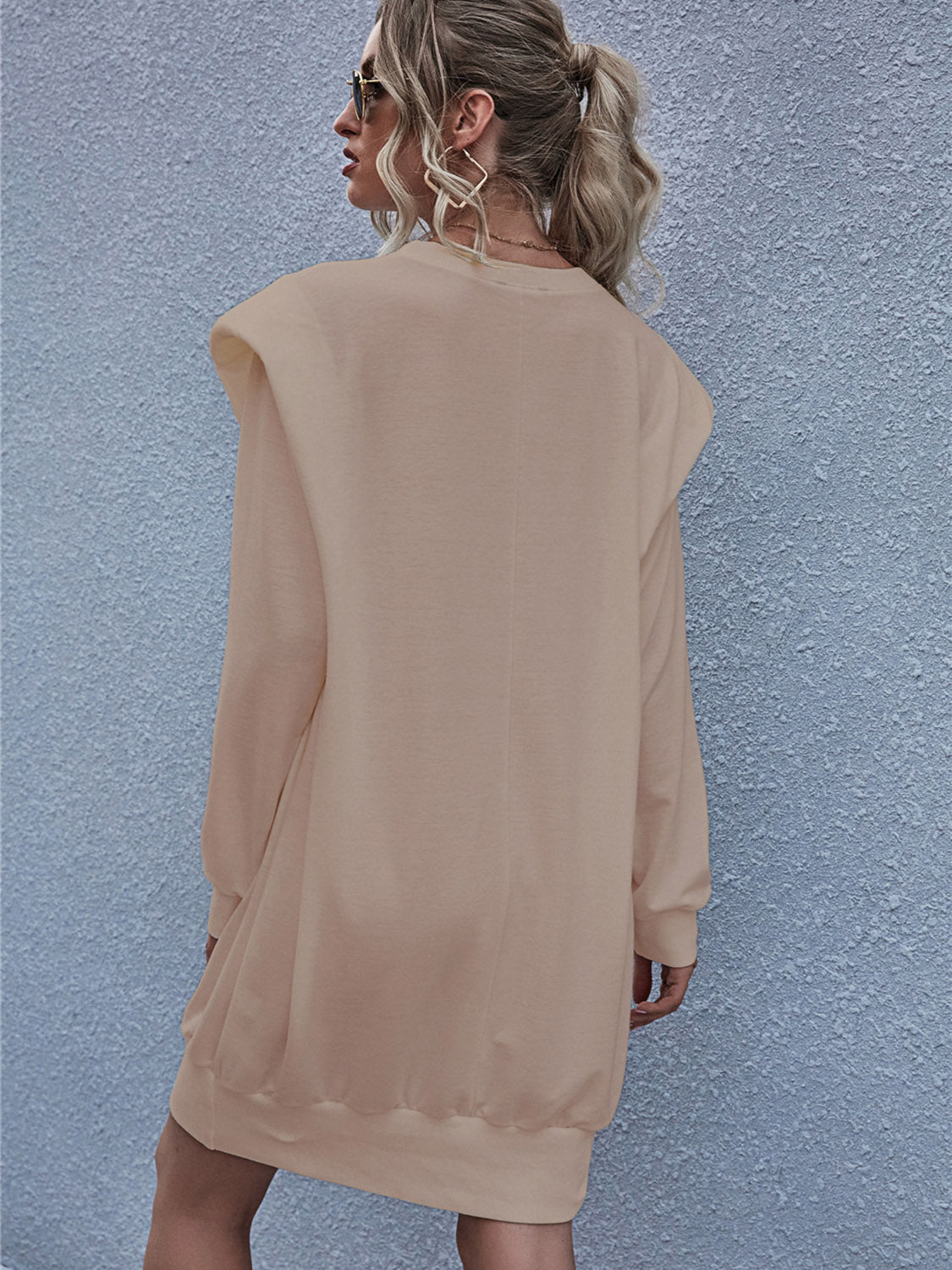 Round Neck Long Sleeve Mini Dress - felvior