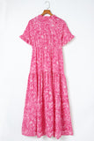 Paisley Print Flounce Sleeve Maxi Dress - felvior