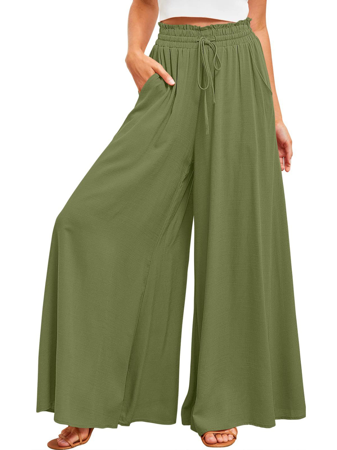 Wide Leg Pants with Pockets - felvior