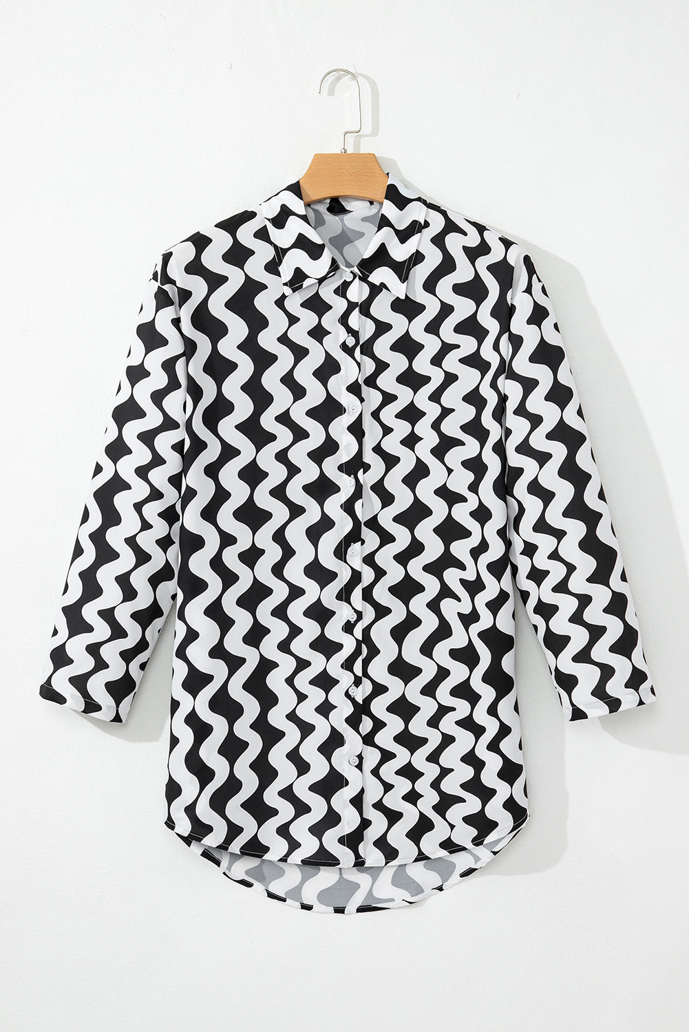 Button Down Contrast Striped Cover-Up - felvior