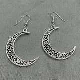 Alloy Cutout Moon Earrings - felvior