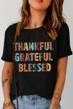 Letter Graphic Round Neck Short Sleeve T-Shirt - felvior