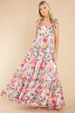 Floral Square Neck Wide Strap Maxi Dress - felvior