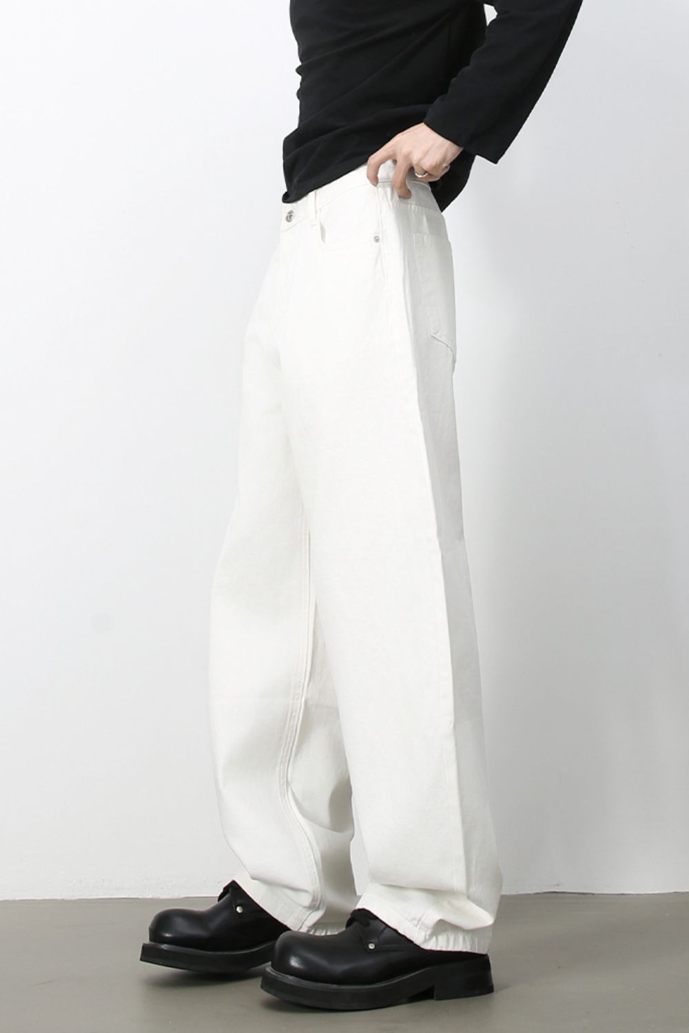 Men's High Rise Wide Leg Jeans - felvior