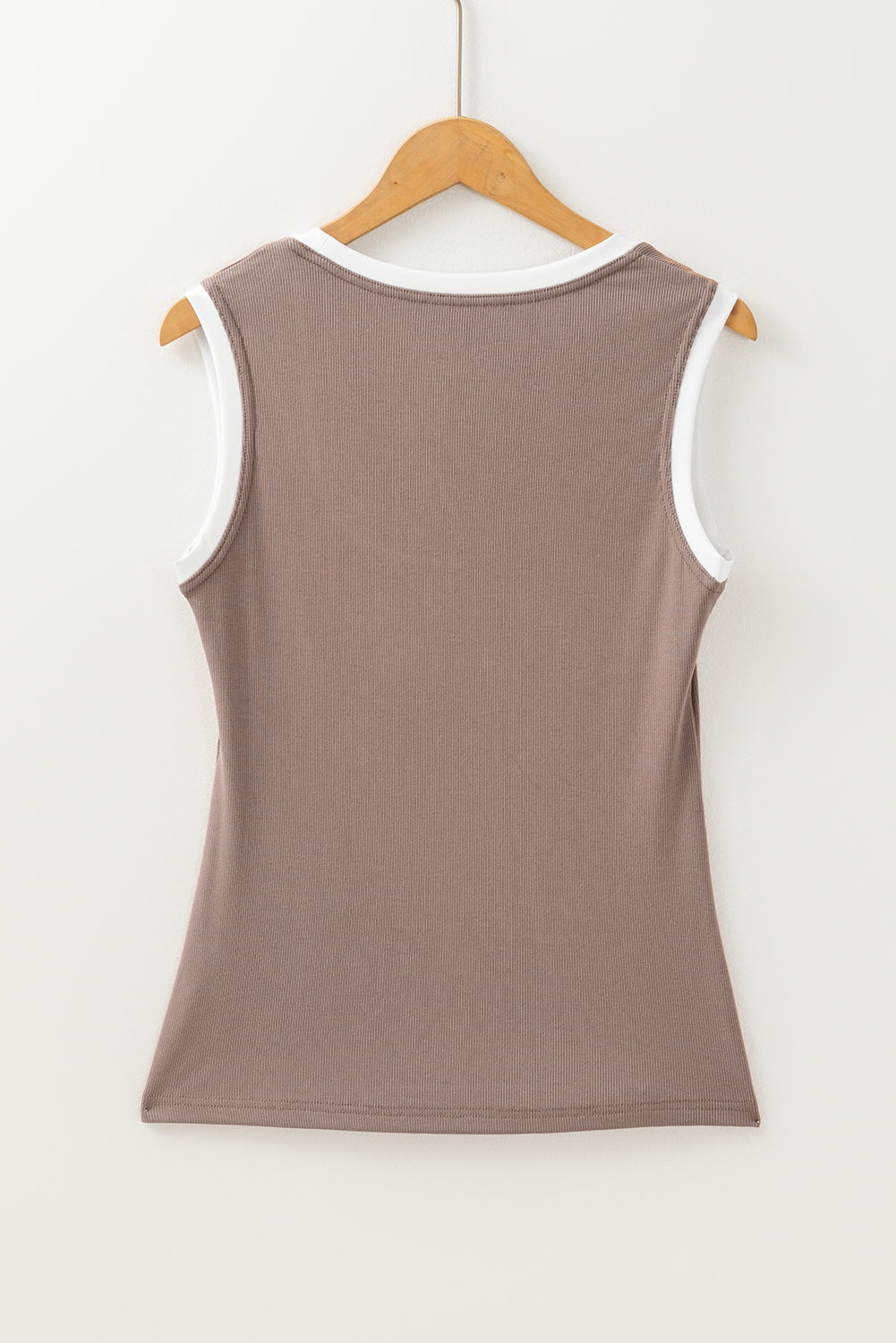 Contrast Edge Scoop Neck Wide Strap Knit Tank - felvior