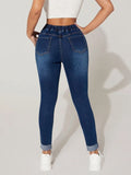 Drawstring Cropped Jeans - felvior