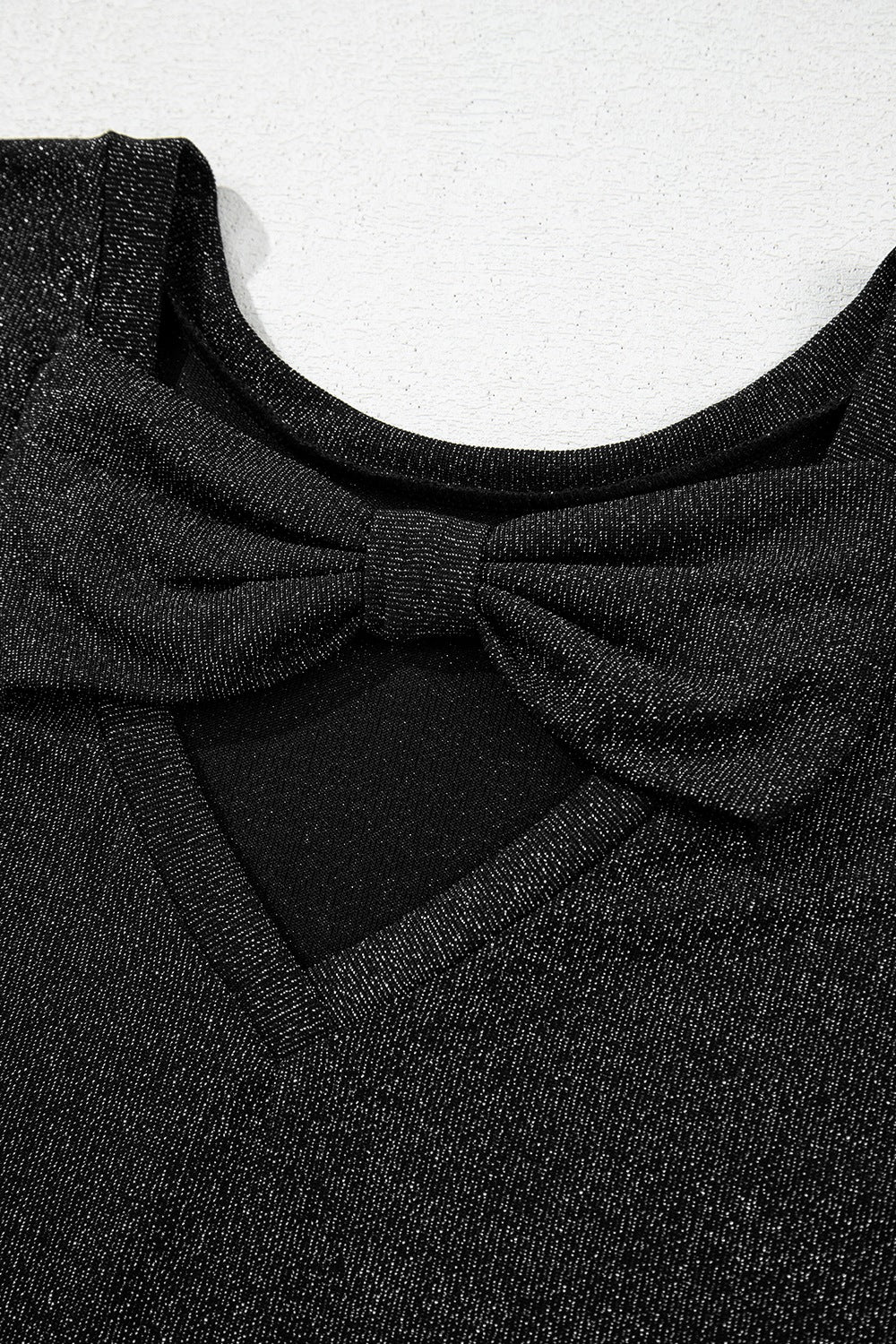 Bow Back Round Neck Short Sleeve Blouse