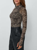 Floral Mock Neck Long Sleeve T-Shirt