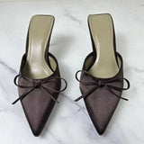 Satin Pointed Toe Pumps - felvior