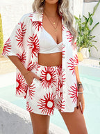 Devine Printed Collared Neck Half Sleeve Top and Shorts Set