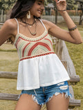 Openwork Peplum Scoop Neck Cami - felvior