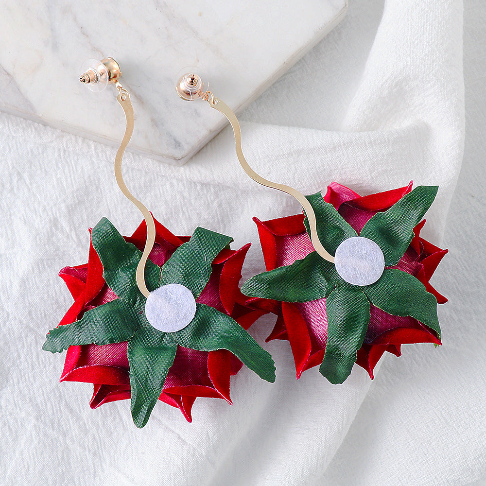 Alloy Rose Dangle Earrings - felvior