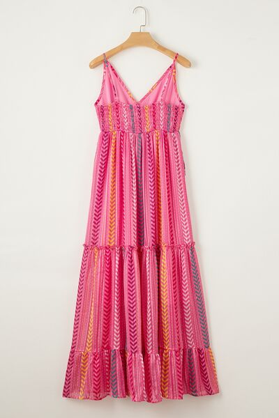 Printed Surplice Maxi Cami Dress - felvior