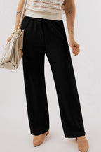 Textured Drawstring Straight Pants