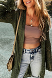 Openwork Open Front Long Sleeve Cardigan - felvior