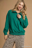 Umgee Half Zip Drop Shoulder Sweatshirt