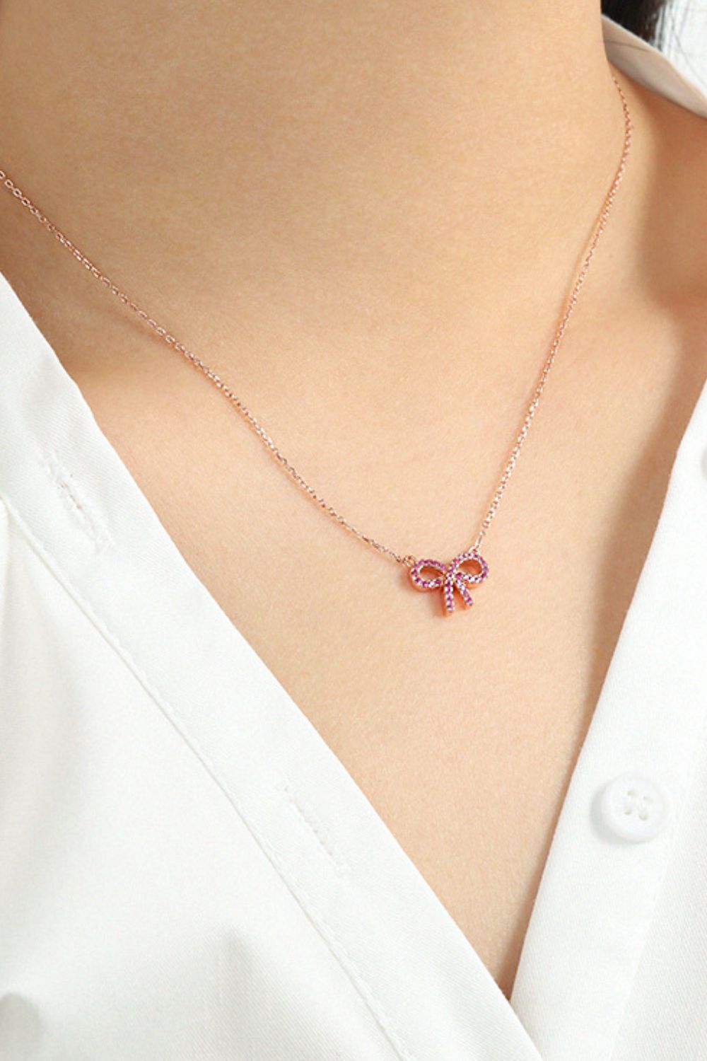 925 Sterling Silver Bow Necklace - felvior