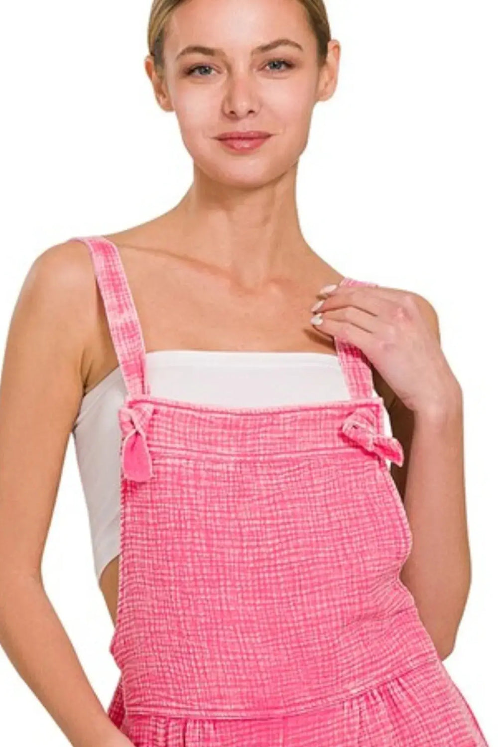 Zenana Woven Double Gauze Acid Washed Romper