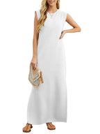 Full Size Slit Round Neck Sleeveless Maxi Tank Dress Plus Size