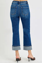 RISEN Full Size High Rise Ankle Straight Cuffed Jeans Plus Size