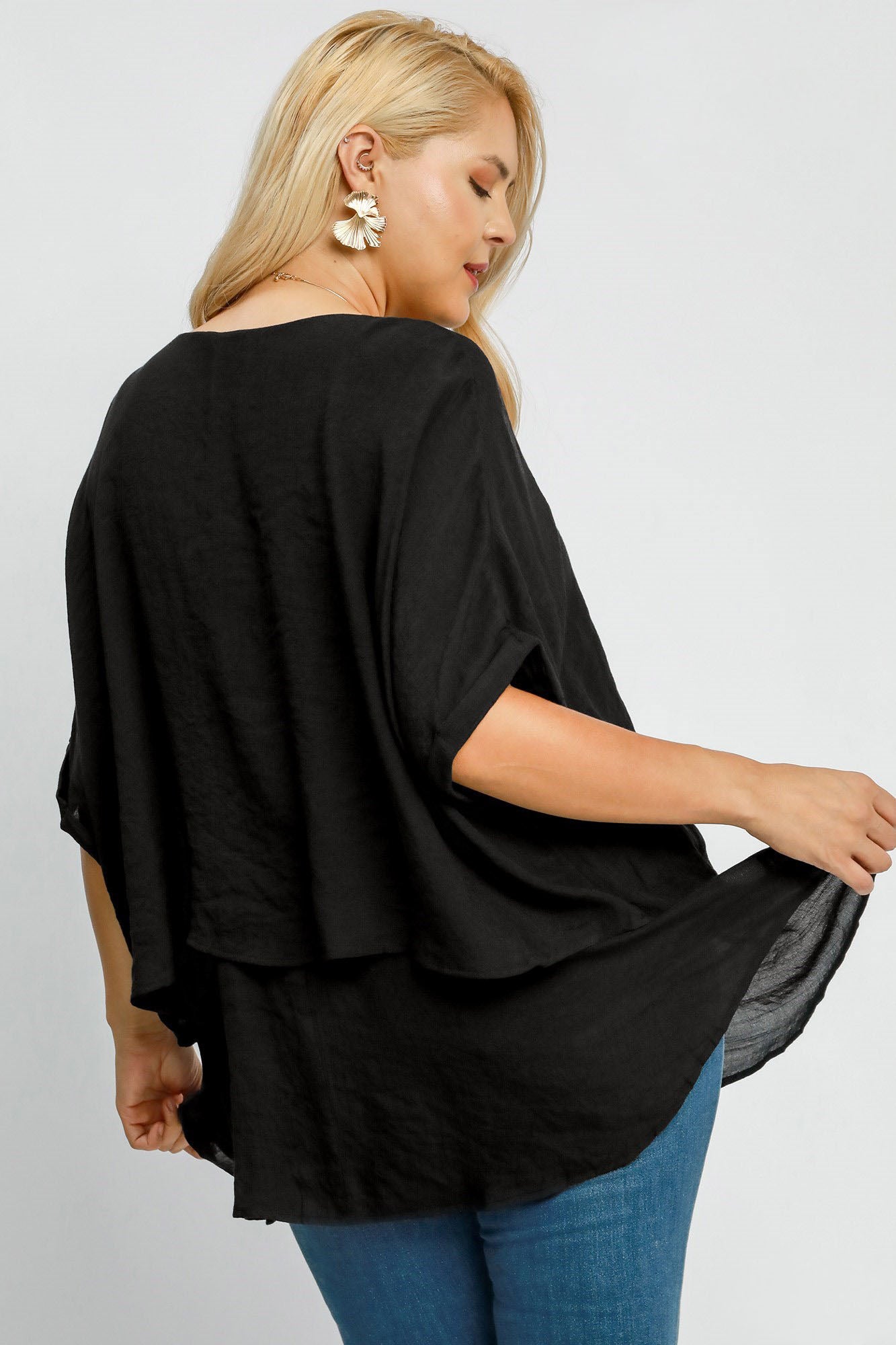 Umgee Full Size Cuffed Half Sleeve Layered Top Plus Size Zweitbild