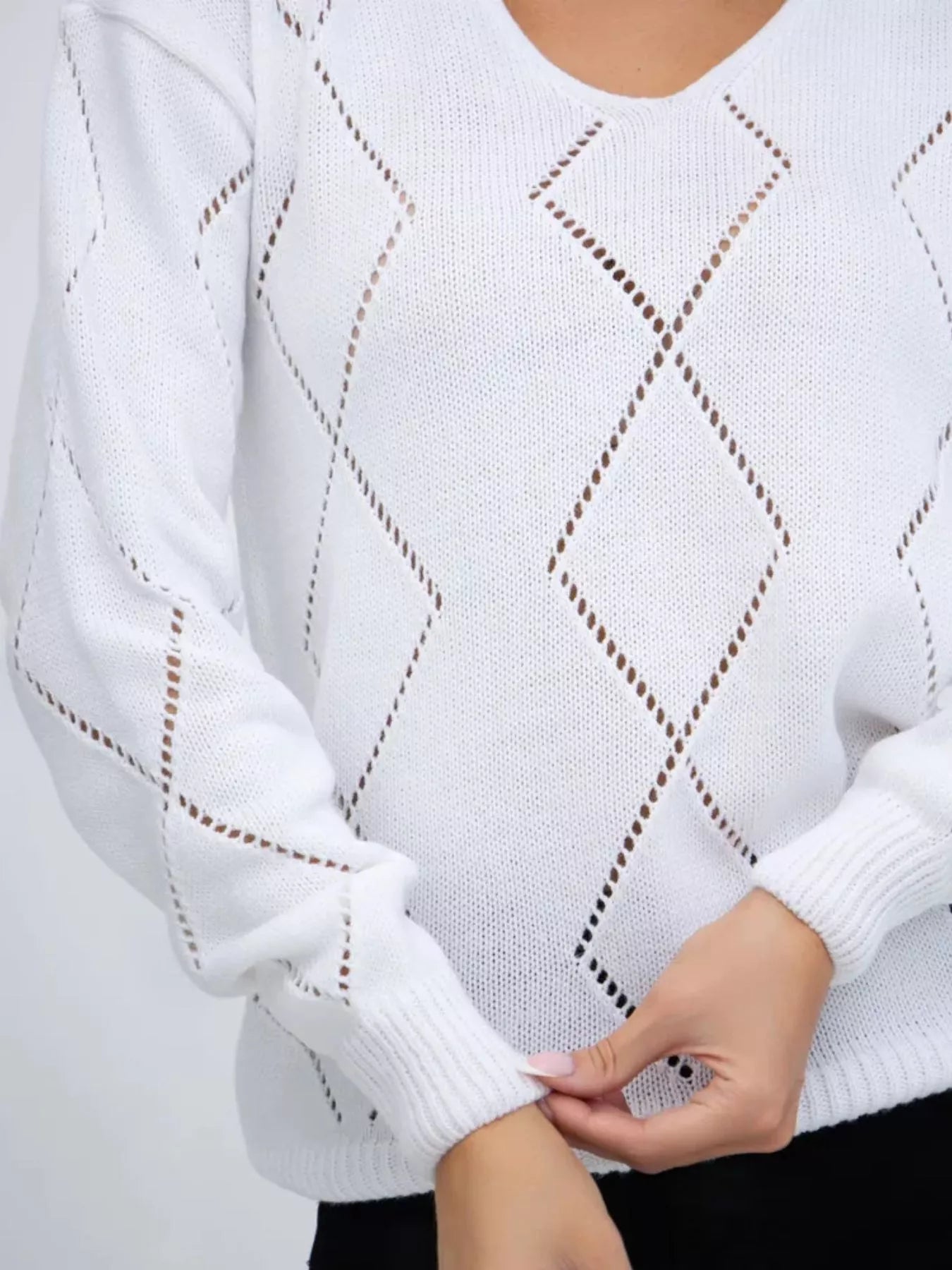 Openwork V-Neck Sweater Secondary image