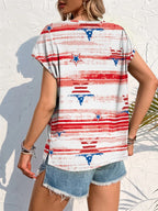 Printed Round Neck Short Sleeve T-Shirt