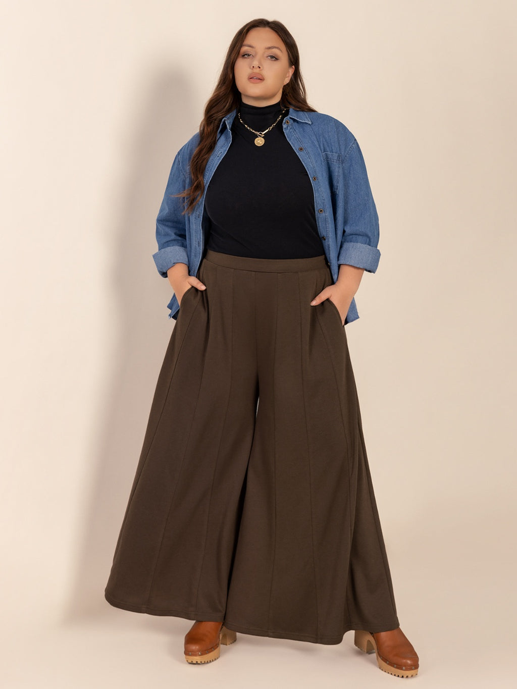 Plus Size Wide Leg Pants with Pockets