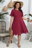 Plus Size Round Neck Openwork Dress - felvior