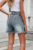 Raw Hem Studded Denim Shorts - felvior
