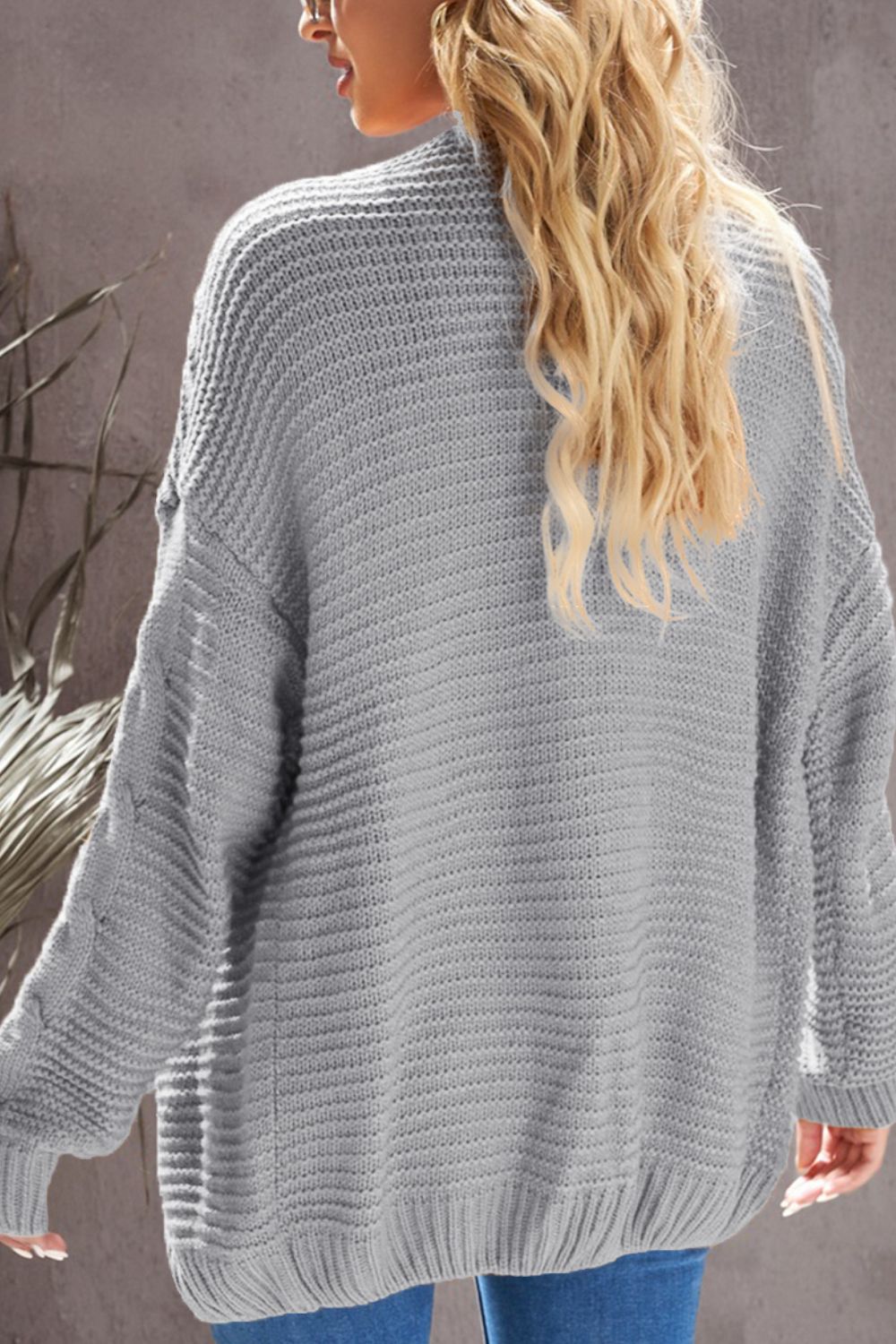 Cable-Knit Open Front Cardigan - felvior