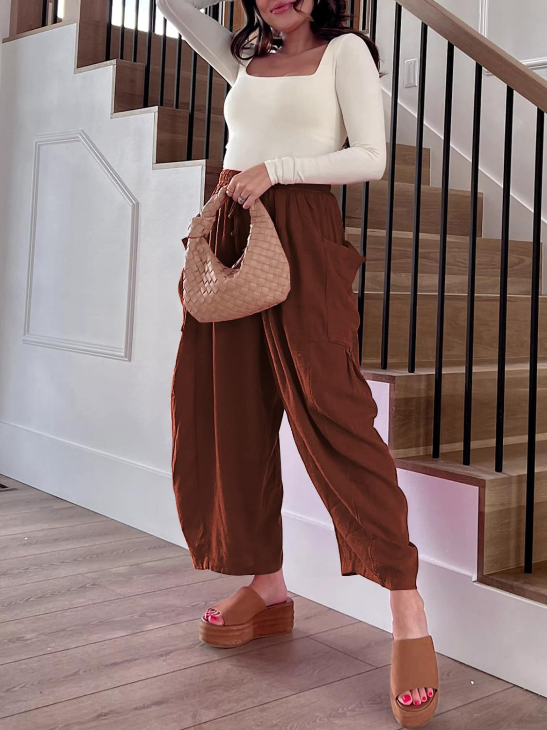 Full Size Drawstring Pants with Pockets Plus Size