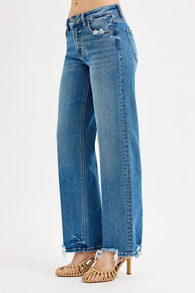 RISEN Full Size Mid Rise Baggy Jeans Plus Size