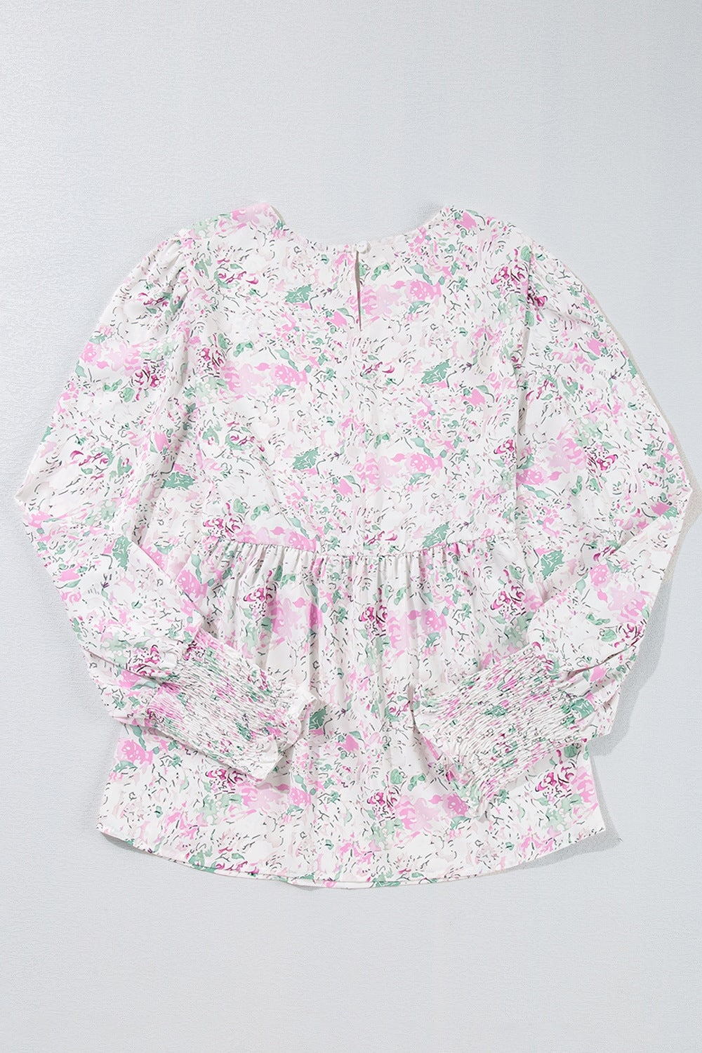 Printed Round Neck Long Sleeve Blouse