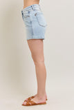 Judy Blue Full Size Frayed Hem High Rise Denim Shorts with Pockets Plus Size